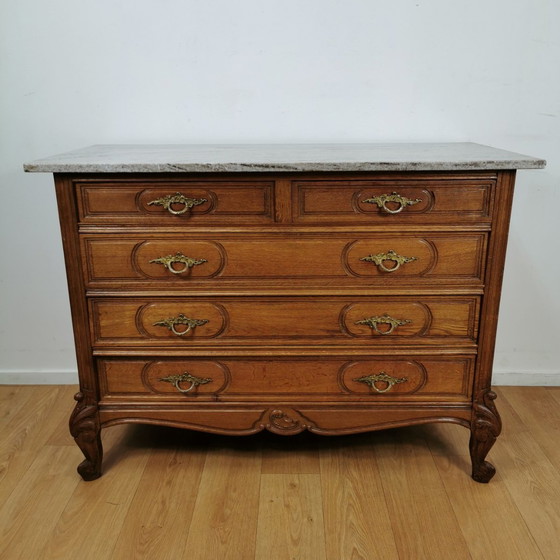 Image 1 of Vintage French Sideboard Dresser Dresser, Chest of Drawers With Marble Top