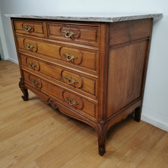 Image 1 of Vintage French Sideboard Dresser Dresser, Chest of Drawers With Marble Top