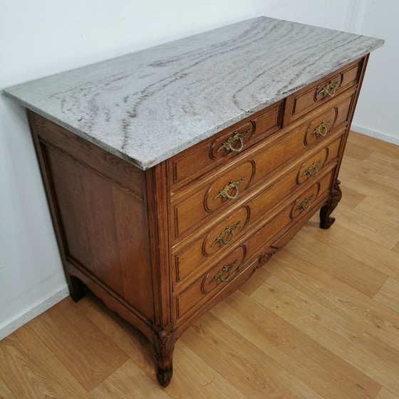 Image 1 of Vintage French Sideboard Dresser Dresser, Chest of Drawers With Marble Top