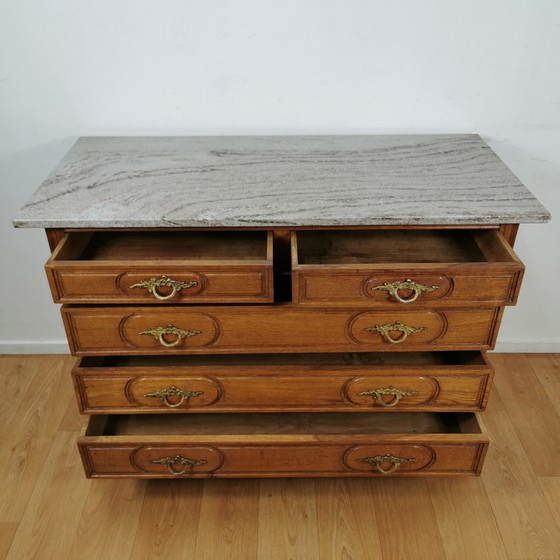 Image 1 of Vintage French Sideboard Dresser Dresser, Chest of Drawers With Marble Top