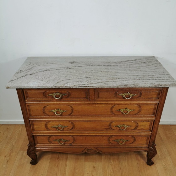 Image 1 of Vintage French Sideboard Dresser Dresser, Chest of Drawers With Marble Top