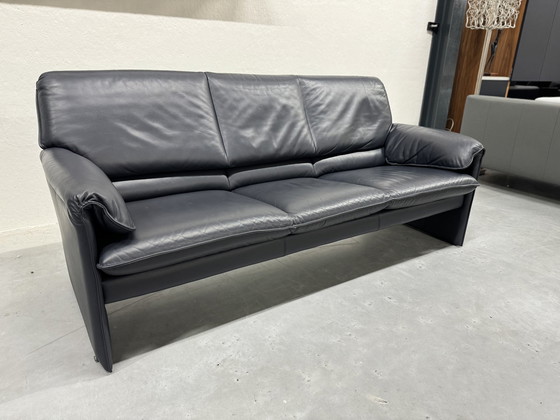 Image 1 of Leolux Bora Beta 3 Seater Sofa Blue Leather