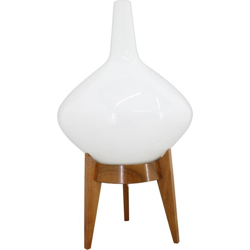 Lampada da tavolo vintage con base in legno per Uluv, Cecoslovacchia 1960