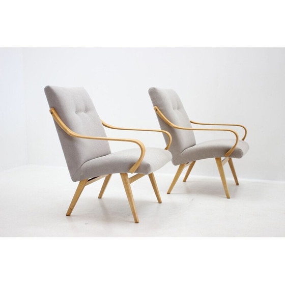 Image 1 of Pair of vintage beechwood armchairs by Jaroslav Smidek for Ton, Czechoslovakia 1960