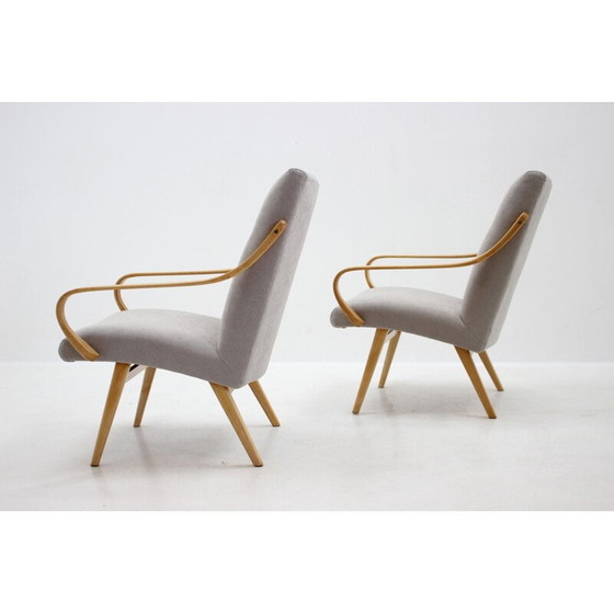 Image 1 of Pair of vintage beechwood armchairs by Jaroslav Smidek for Ton, Czechoslovakia 1960
