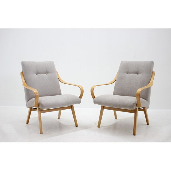 Image 1 of Pair of vintage beechwood armchairs by Jaroslav Smidek for Ton, Czechoslovakia 1960