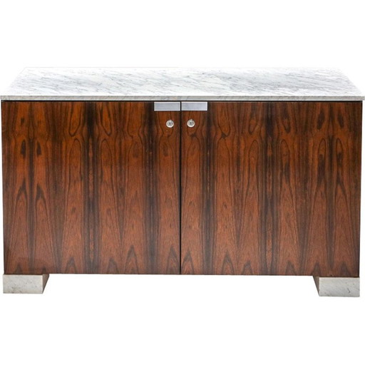 Vintage Carrara Marble and Rosewood Cabinet by De Coene - 1960s