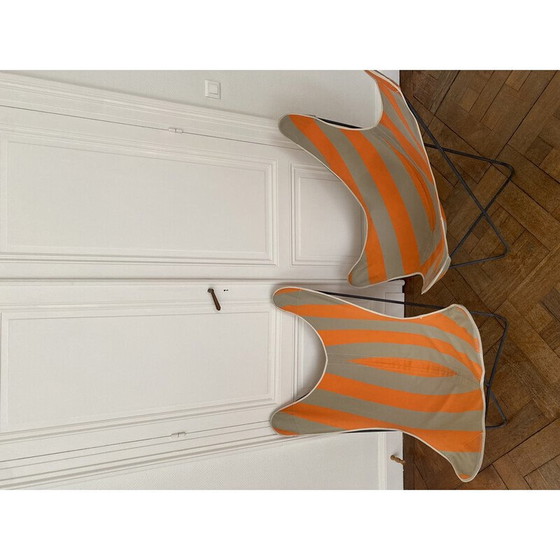 Image 1 of Poltrona vintage Butterfly in acciaio verniciato a polvere nero di Airborne