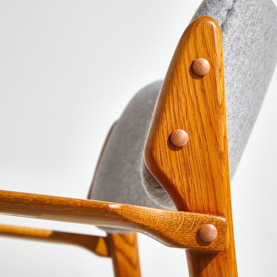 Image 1 of Set of 5 vintage oakwood armchair with wool upholstery model 49 by Erik Buch for O.D. Møbler, 1960s