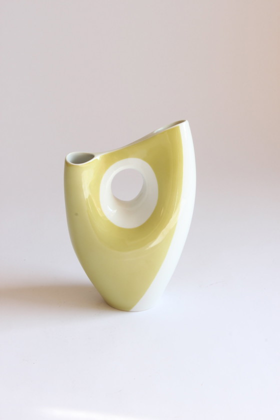 Image 1 of Beate Kuhn Organic Yellow Porcelain Vase For Rosenthal Kunstabteilung Selb, 1950S.