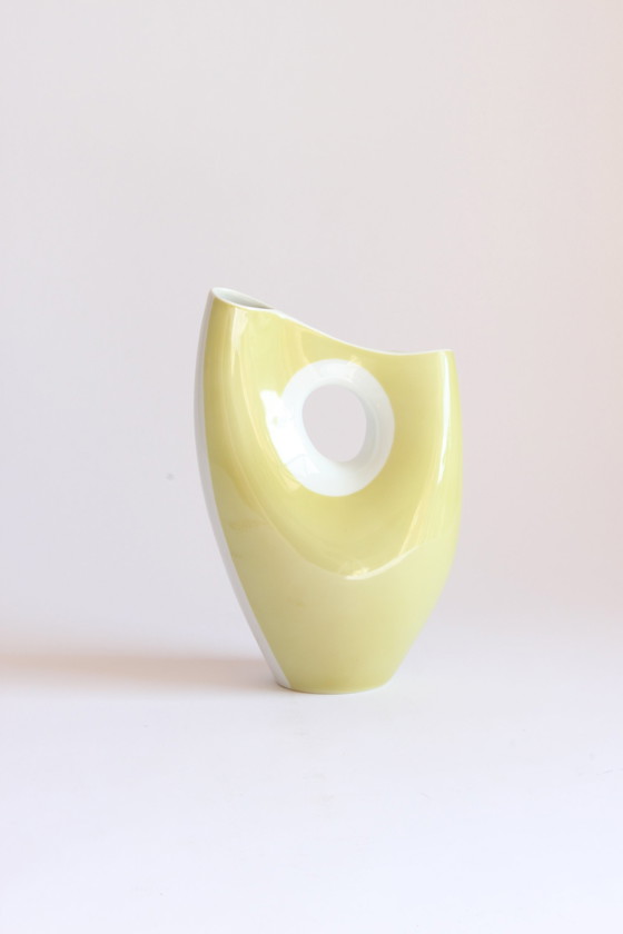 Image 1 of Beate Kuhn Organic Yellow Porcelain Vase For Rosenthal Kunstabteilung Selb, 1950S.