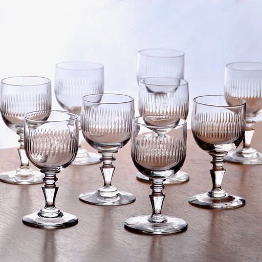 Xixe Antique Glasses Soufflés Bouche Ciselure Godrons