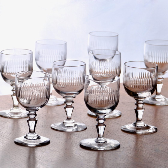 Image 1 of Xixe Antique Glasses Soufflés Bouche Ciselure Godrons