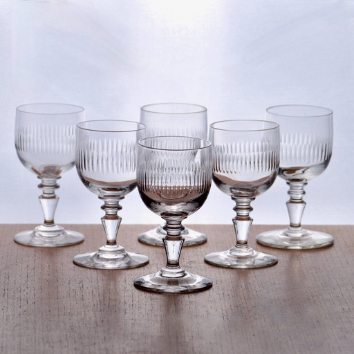 Xixe Antique Glasses Soufflés Bouche Ciselure Godrons