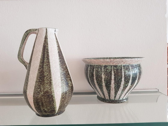 Image 1 of 2X Vase And Flower Pot By Kurt Tschörner For Ruscha