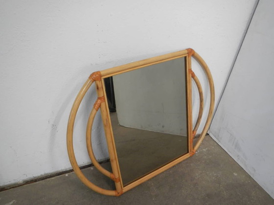 Image 1 of Mirror With Rattan Frame 1970