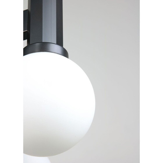 Image 1 of Vintage geometric black glass and opaline suspension