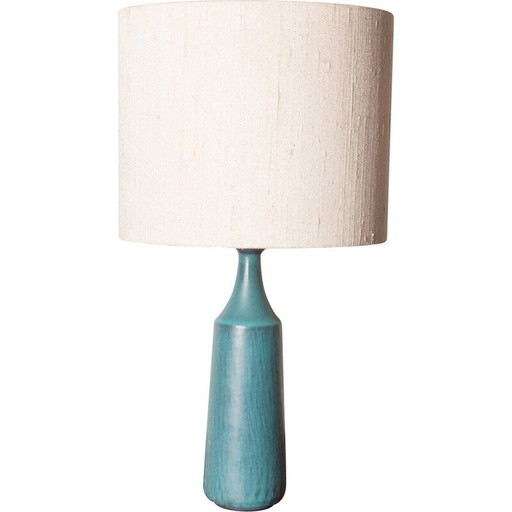 Vintage matte blue stoneware table lamp by Gunnar Nylund for Nymolle, Denmark 1960