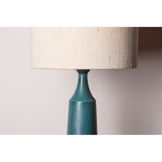 Image 1 of Vintage matte blue stoneware table lamp by Gunnar Nylund for Nymolle, Denmark 1960