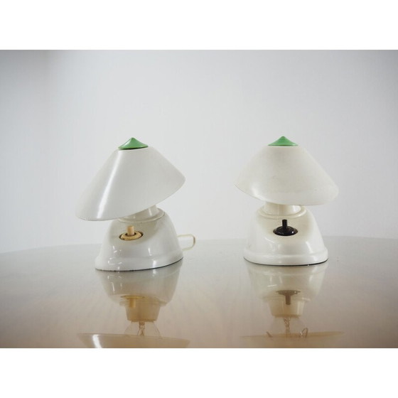 Image 1 of Coppia di lampade vintage in bachelite bianca con paralume, 1960