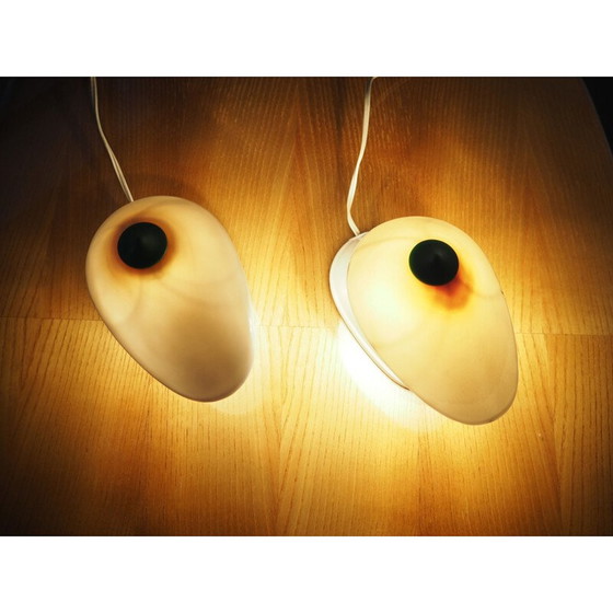 Image 1 of Coppia di lampade vintage in bachelite bianca con paralume, 1960