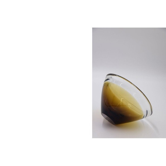 Image 1 of Ciotola vintage scandinava in vetro marrone dorato di Sommerso, 1950