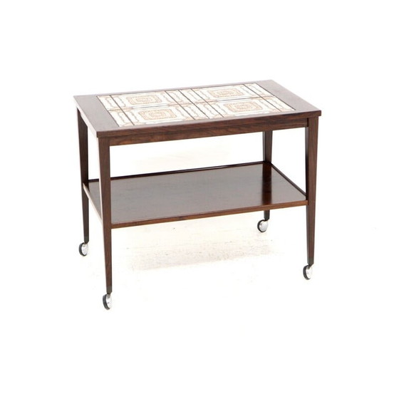 Image 1 of Vintage rosewood and ceramic serving table, Denmark 1960