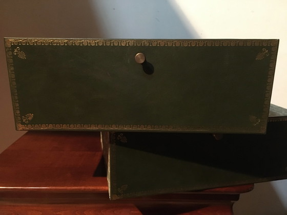 Image 1 of Scatola da notaio vintage in legno massello di ciliegio "felix monge"