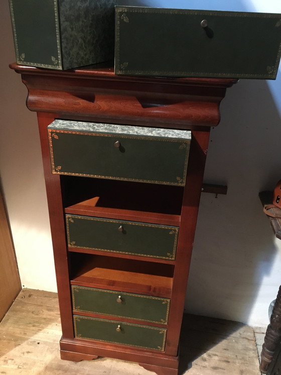 Image 1 of Scatola da notaio vintage in legno massello di ciliegio "felix monge"