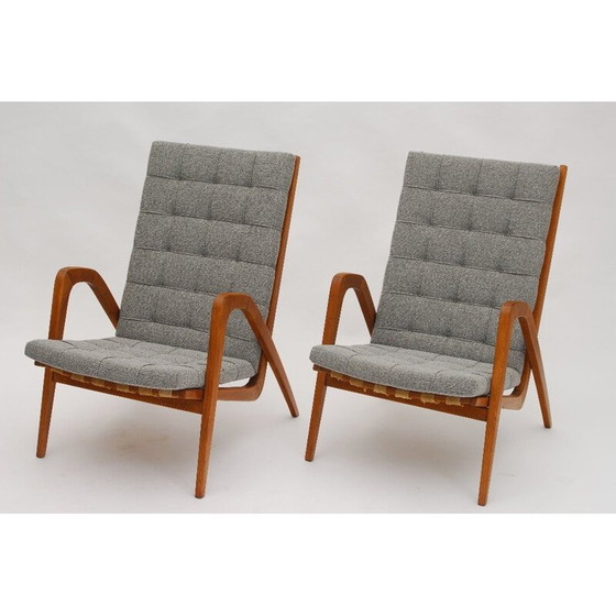 Image 1 of Vintage grey fabric armchair by Vanek, 1950
