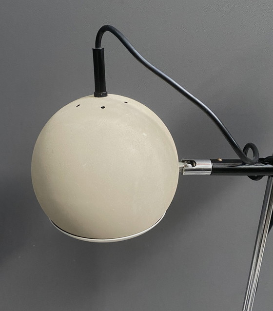 Image 1 of Floor Lamp 2 Off-White Sphere Lamps 1960S