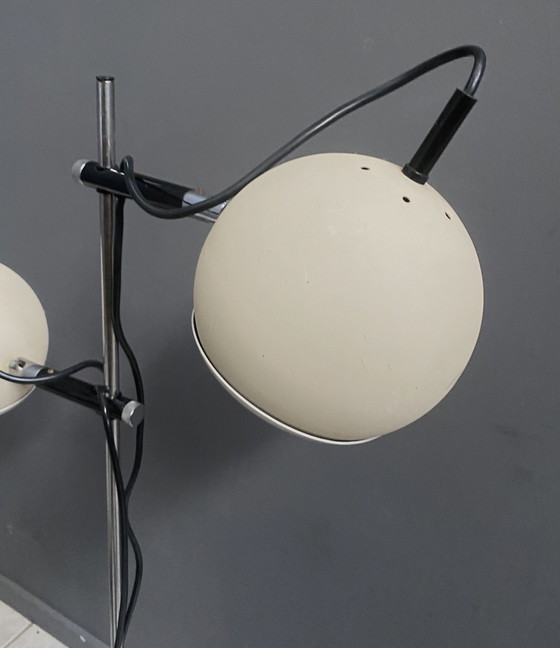 Image 1 of Floor Lamp 2 Off-White Sphere Lamps 1960S