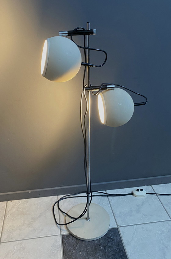 Image 1 of Floor Lamp 2 Off-White Sphere Lamps 1960S