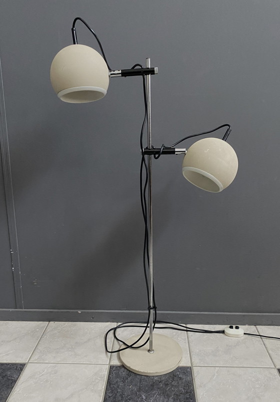 Image 1 of Floor Lamp 2 Off-White Sphere Lamps 1960S