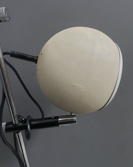 Image 1 of Floor Lamp 2 Off-White Sphere Lamps 1960S