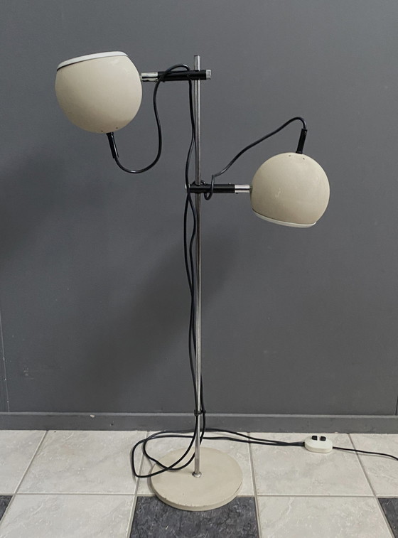 Image 1 of Floor Lamp 2 Off-White Sphere Lamps 1960S