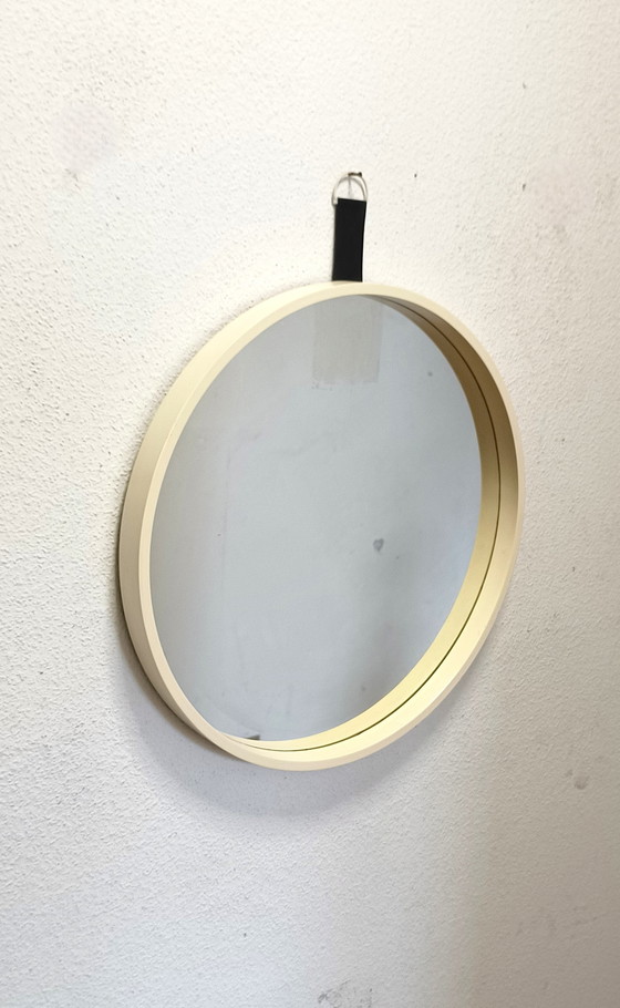 Image 1 of Miroir rond des années 70 avec bord blanc