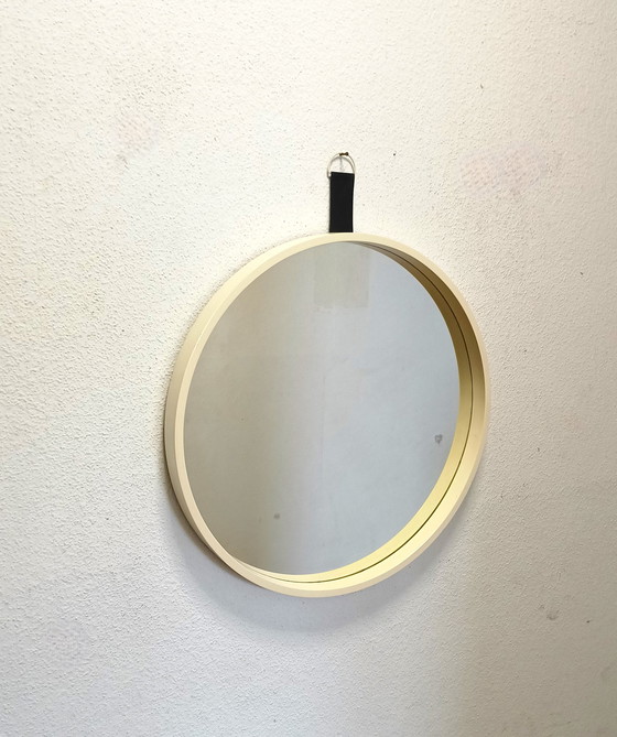 Image 1 of Miroir rond des années 70 avec bord blanc