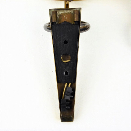 Image 1 of Pair of vintage brass and metal wall lamps, France 1950