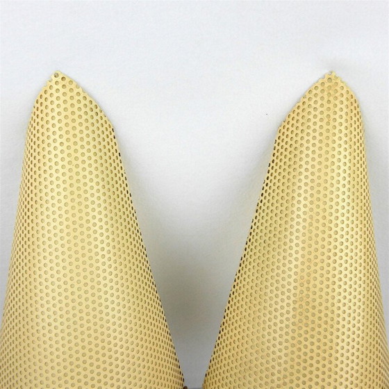 Image 1 of Pair of vintage brass and metal wall lamps, France 1950