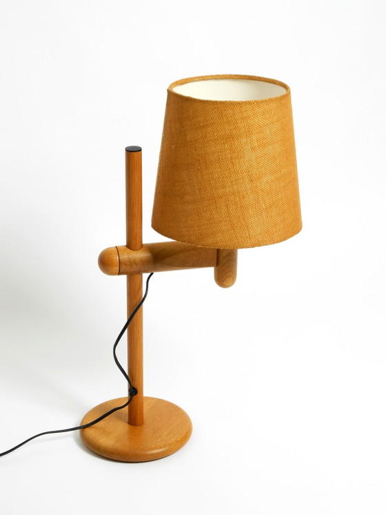 Image 1 of Original 1960S Temde Table Lamp Made Of Oak Wood And With Height-Adjustable Shade