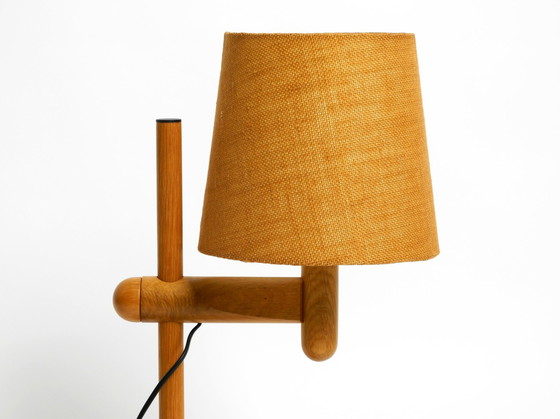 Image 1 of Original 1960S Temde Table Lamp Made Of Oak Wood And With Height-Adjustable Shade