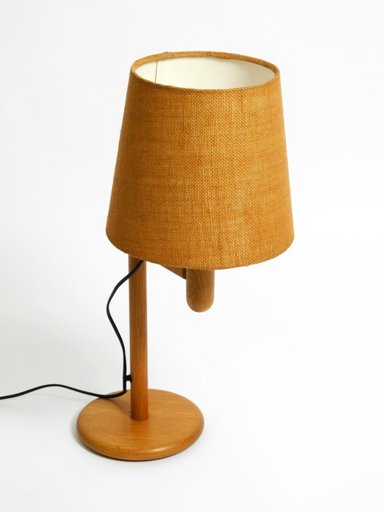 Image 1 of Original 1960S Temde Table Lamp Made Of Oak Wood And With Height-Adjustable Shade