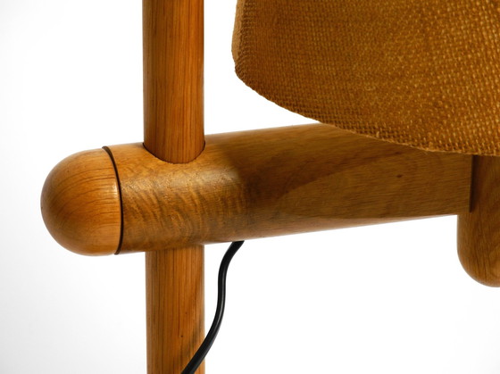 Image 1 of Original 1960S Temde Table Lamp Made Of Oak Wood And With Height-Adjustable Shade