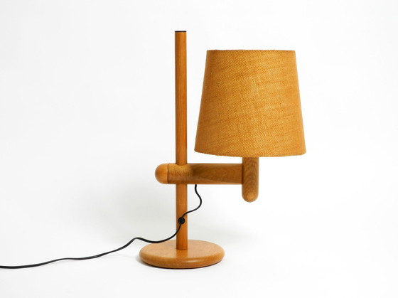 Image 1 of Original 1960S Temde Table Lamp Made Of Oak Wood And With Height-Adjustable Shade