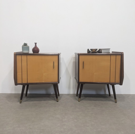 Duo of Vintage Scandinavian Bedside Tables