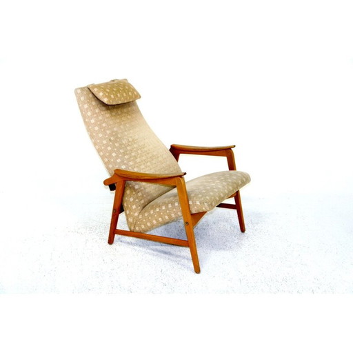 Vintage armchair in beechwood and fabric, Sweden 1950