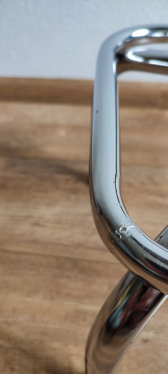 Image 1 of Sgabello da bar vintage in tubo cromato