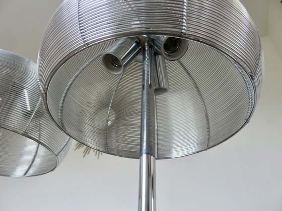 Image 1 of Pair Of Chromed Metal And Aluminium Wire Lamps, 1990