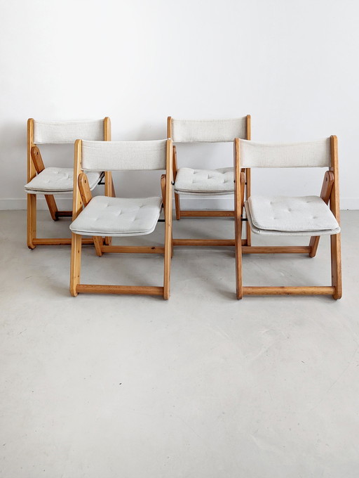 Set Of 4 'Kon-Tiki' Folding Chairs By Gillis Lundgren For Ikea 1970S 